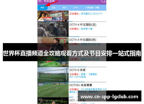 世界杯直播频道全攻略观看方式及节目安排一站式指南